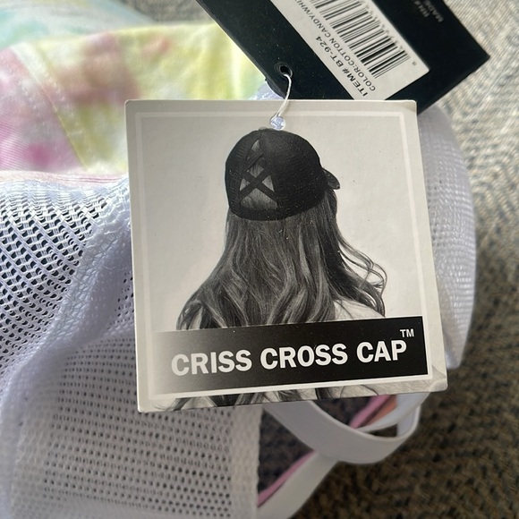 C.C PonyCaps Women's Cotton Candy/White Criss-Cross Cap Hat Adjustable - Picture 11 of 12